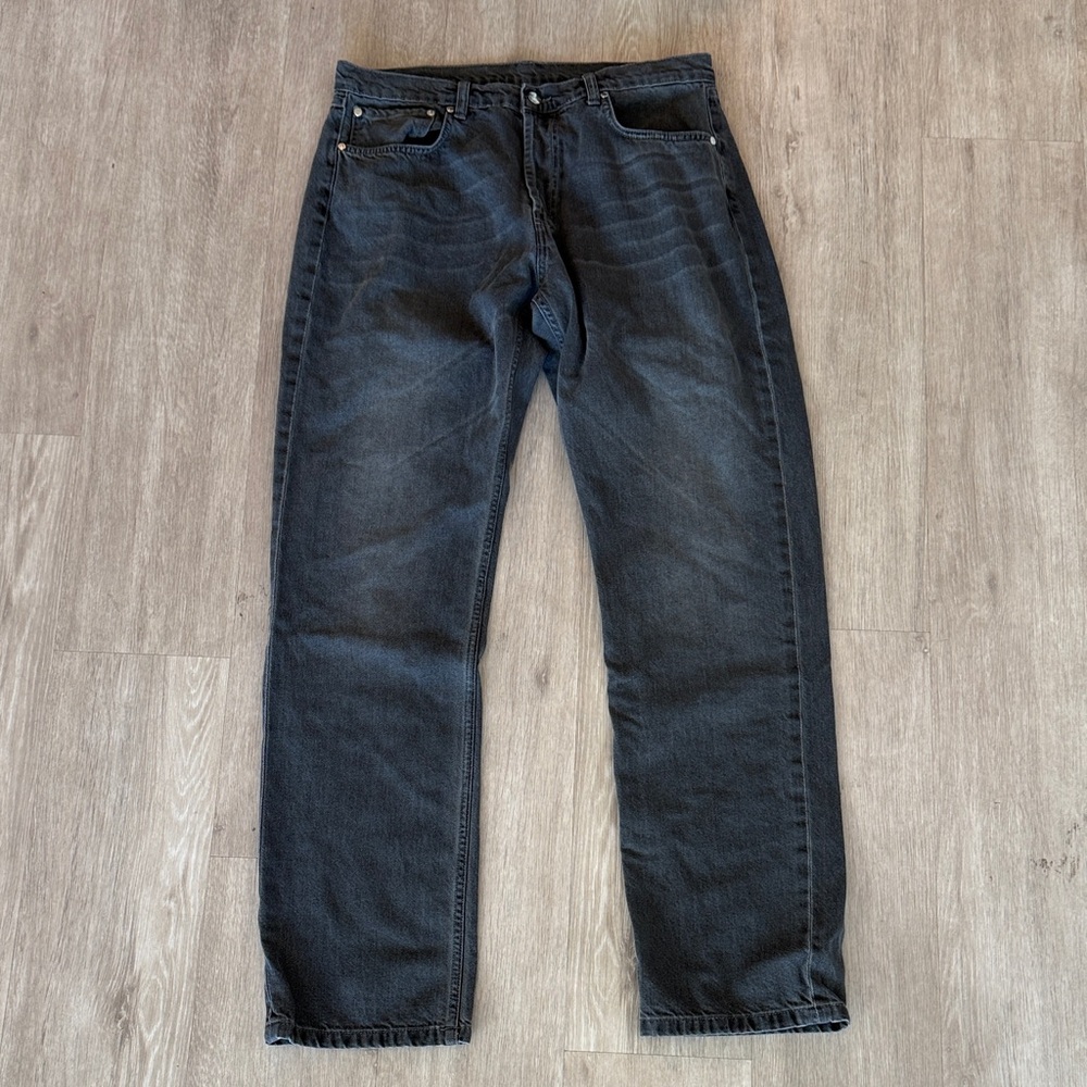 Djerf Avenue Black Grey Straight Fit Jeans